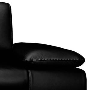 Canapé d'angle Masca II Cuir véritable - Noir - Méridienne courte à gauche (vue de face) - Fonction couchage