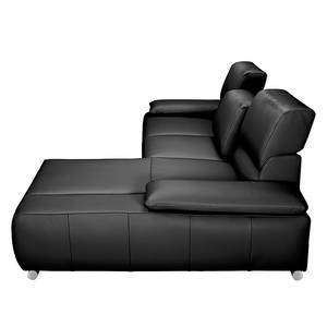 Ecksofa Masca II Echtleder Schwarz - Longchair davorstehend rechts - Schlaffunktion