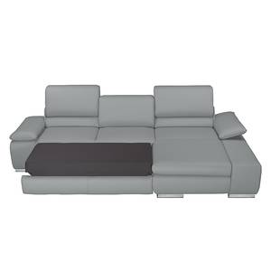 Canapé d'angle Masca Imitation cuir gris - Chaise longue à droite (vue de face)