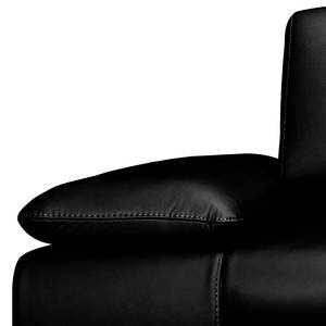 Canapé d'angle Masca Imitation cuir noir - Méridienne à droite (vue de face) - Fonction couchage