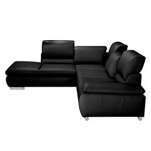 Ecksofa Masca Kunstleder Schwarz - Ottomane davorstehend links Faro_2.5AT/Bett-Kombiecke_li_Campos 7006 schwarz