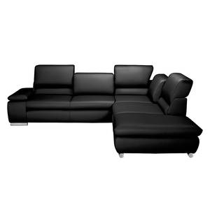 Ecksofa Masca Kunstleder Schwarz - Ottomane davorstehend rechts Faro_2.5AT-Kombiecke_re_Campos 7006 schwarz