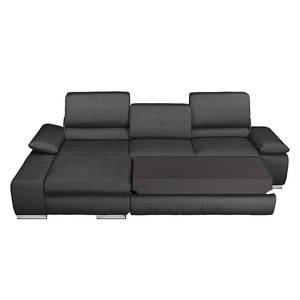 Ecksofa Masca II Strukturstoff Anthrazit - Longchair davorstehend links - Schlaffunktion