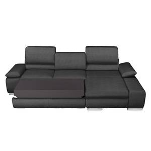 Ecksofa Masca II Strukturstoff Anthrazit - Longchair davorstehend rechts - Keine Funktion