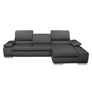 Ecksofa Masca II Strukturstoff Strukturstoff - Anthrazit - Longchair davorstehend rechts - Keine Funktion