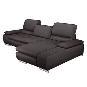 Ecksofa Masca II Strukturstoff Strukturstoff - Braun - Longchair davorstehend rechts - Schlaffunktion