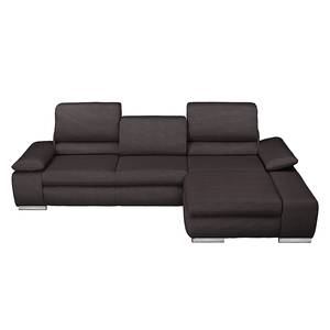 Ecksofa Masca II Strukturstoff Strukturstoff - Braun - Longchair davorstehend rechts - Schlaffunktion