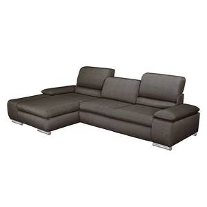 Ecksofa Masca II Strukturstoff Strukturstoff - Grau / Braun - Longchair davorstehend links - Schlaffunktion