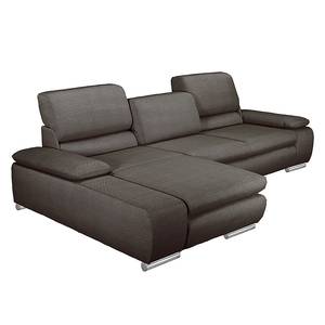 Ecksofa Masca II Strukturstoff Strukturstoff - Grau / Braun - Longchair davorstehend links - Schlaffunktion