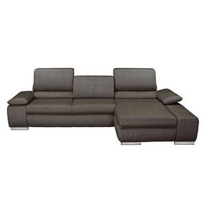 Ecksofa Masca II Strukturstoff Strukturstoff - Grau / Braun - Longchair davorstehend rechts - Schlaffunktion