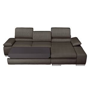 Ecksofa Masca II Strukturstoff Strukturstoff - Grau / Braun - Longchair davorstehend rechts - Schlaffunktion