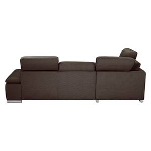 Ecksofa Masca I Strukturstoff Strukturstoff - Grau / Braun - Longchair davorstehend links - Schlaffunktion