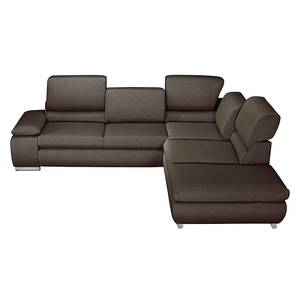 Ecksofa Masca I Strukturstoff Grau / Braun - Longchair davorstehend rechts - Keine Funktion