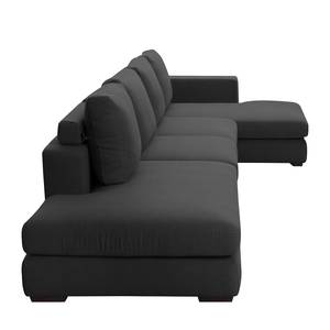 Ecksofa Maupas Webstoff Basalt - Longchair davorstehend rechts