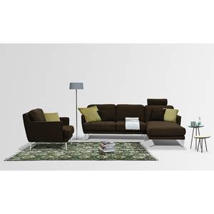 Ecksofa Maylis Webstoff Braun - Textil - 252 x 86 x 164 cm