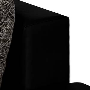 Canapé d'angle Maynard (convertible) Cuir synthétique noir / Tissu structuré gris clair - Méridienne à droite (vue de face)