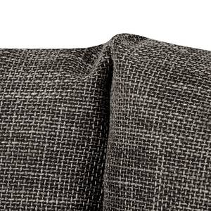 Canapé d'angle Maynard (convertible) Cuir synthétique noir / Tissu structuré gris clair - Méridienne à droite (vue de face)