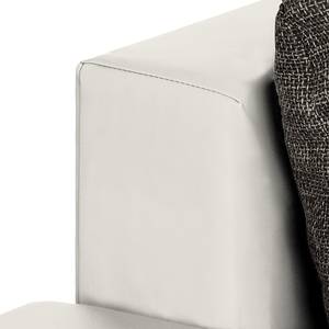 Canapé d'angle Maynard (convertible) Cuir synthétique blanc / Tissu structuré gris clair - Méridienne à gauche (vue de face)