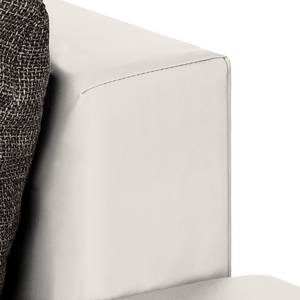 Canapé d'angle Maynard (convertible) Cuir synthétique blanc / Tissu structuré gris clair - Méridienne à droite (vue de face)