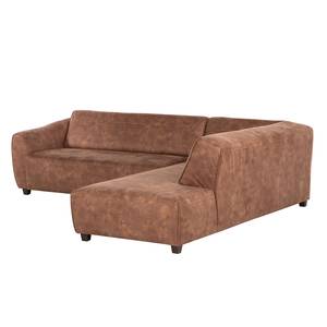 Ecksofa Mazarron Antiklederoptik Antiklederoptik - Longchair/Ottomane davorstehend rechts - Keine Funktion - Braun