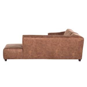 Ecksofa Mazarron Antiklederoptik Longchair/Ottomane davorstehend rechts - Keine Funktion - Braun