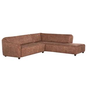 Ecksofa Mazarron Antiklederoptik Longchair/Ottomane davorstehend rechts - Keine Funktion - Braun