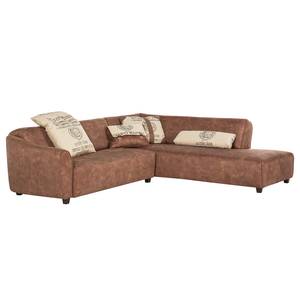 Ecksofa Mazarron Antiklederoptik Antiklederoptik - Longchair/Ottomane davorstehend rechts - Keine Funktion - Braun