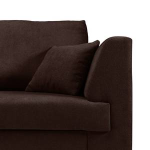 Ecksofa Melstone Webstoff mit Schlaffunktion - Braun - Longchair davorstehend links