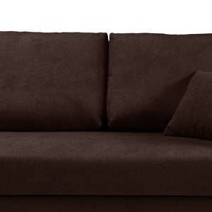 Ecksofa Melstone Webstoff mit Schlaffunktion - Braun - Longchair davorstehend links