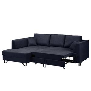 Hoekbank Melstone geweven stof Donkerblauw - Longchair vooraanzicht links