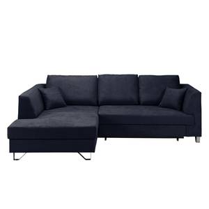 Hoekbank Melstone geweven stof Donkerblauw - Longchair vooraanzicht links