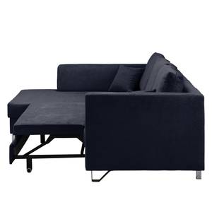 Hoekbank Melstone geweven stof Donkerblauw - Longchair vooraanzicht links