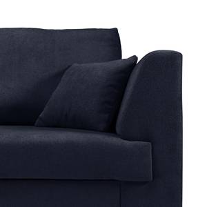 Ecksofa Melstone Webstoff mit Schlaffunktion - Dunkelblau - Longchair davorstehend links