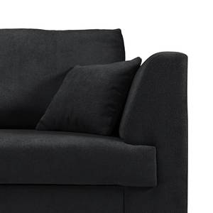 Ecksofa Melstone Webstoff mit Schlaffunktion - Dunkelgrau - Longchair davorstehend links