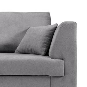 Ecksofa Melstone Webstoff mit Schlaffunktion - Granit - Longchair davorstehend links