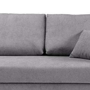 Ecksofa Melstone Webstoff mit Schlaffunktion - Granit - Longchair davorstehend links