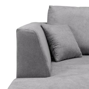 Ecksofa Melstone Webstoff mit Schlaffunktion - Granit - Longchair davorstehend links