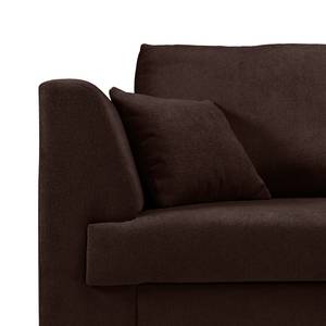 Ecksofa Melstone Webstoff mit Schlaffunktion - Braun - Longchair davorstehend rechts