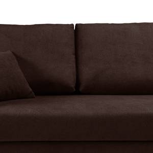 Ecksofa Melstone Webstoff mit Schlaffunktion - Braun - Longchair davorstehend rechts