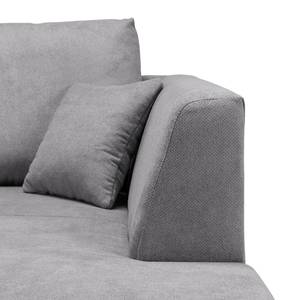 Ecksofa Melstone Webstoff mit Schlaffunktion - Granit - Longchair davorstehend rechts