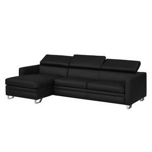 Ecksofa Menfi II Echtleder Echtleder - Schwarz - Longchair davorstehend links