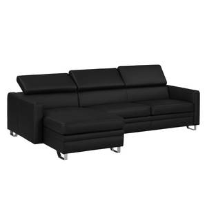 Ecksofa Menfi II Echtleder Echtleder - Schwarz - Longchair davorstehend links