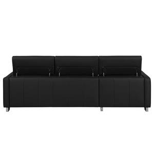 Ecksofa Menfi II Echtleder Schwarz - Longchair davorstehend links