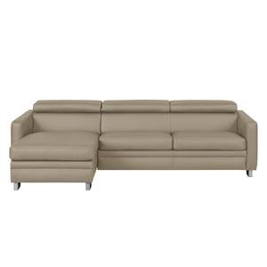 Ecksofa Menfi II Echtleder Taupe - Longchair davorstehend links