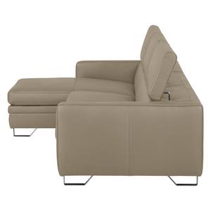 Ecksofa Menfi II Echtleder Taupe - Longchair davorstehend links