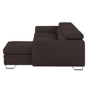 Ecksofa Menfi II Echtleder Dunkelbraun - Longchair davorstehend rechts