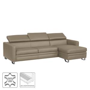 Ecksofa Menfi II Echtleder Taupe - Longchair davorstehend rechts