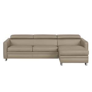 Ecksofa Menfi II Echtleder Echtleder - Taupe - Longchair davorstehend rechts