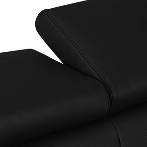 Ecksofa Menfi III echtes Dickleder Schwarz - Longchair davorstehend links