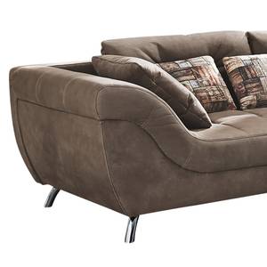 Ecksofa Merizo Microfaser Braun Longchair beidseitig montierbar